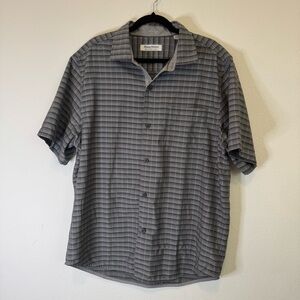 Tommy Bahama Coconut Point Casual Grey Plaid Short Sleeve Button Up Shirt Large
